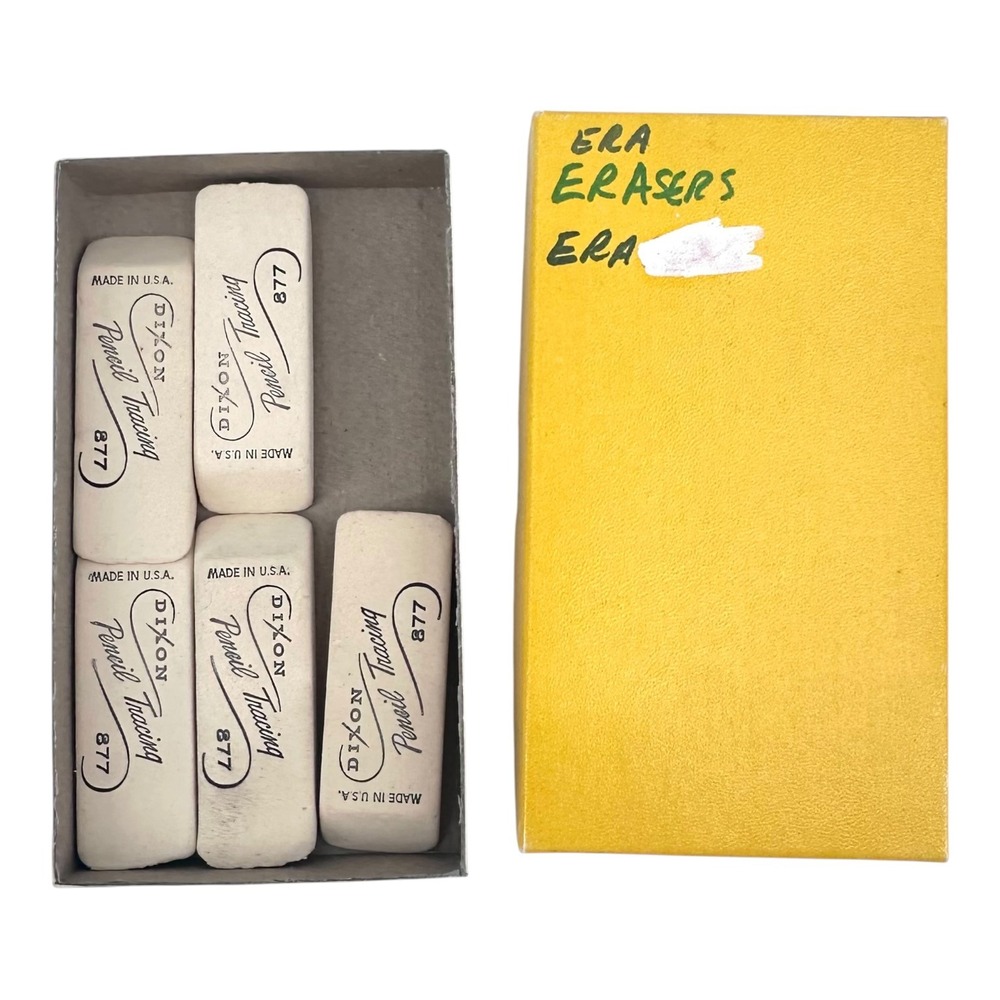 Vintage Dixon 877 Pencil Tracing Erasers 5 Pc Original Box Made in USA
